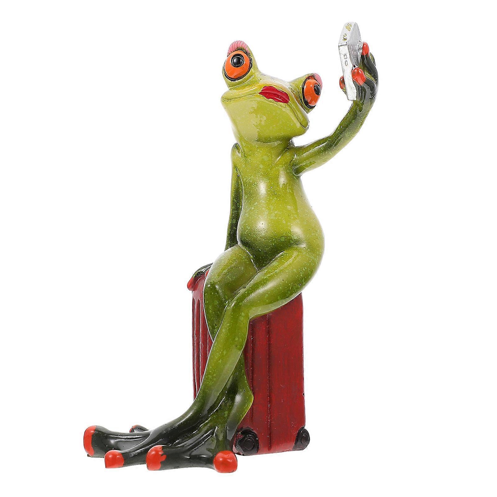 Desktop Ornament Resin Frog-Shape Decoration for Decor 2Pcs