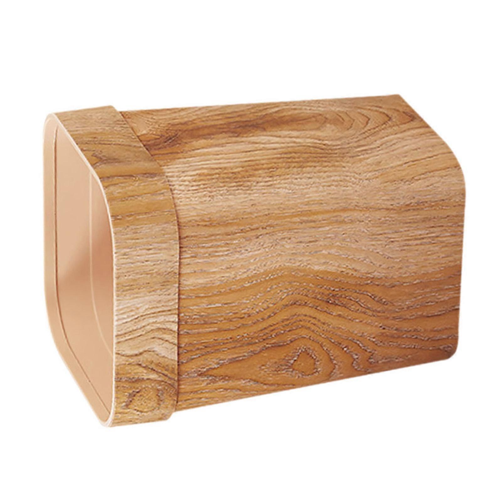 Plastic Garbage Bucket Wood Grain Waste Container for Bedroom Use