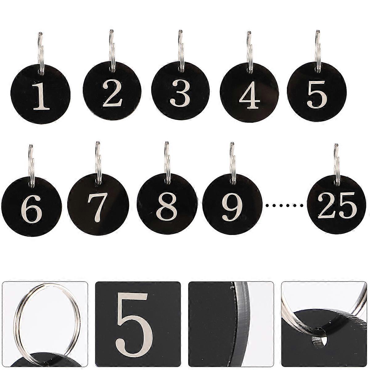 Digital Number Tag Rings Acrylic Number Tag Rings for Hotel 25Pcs