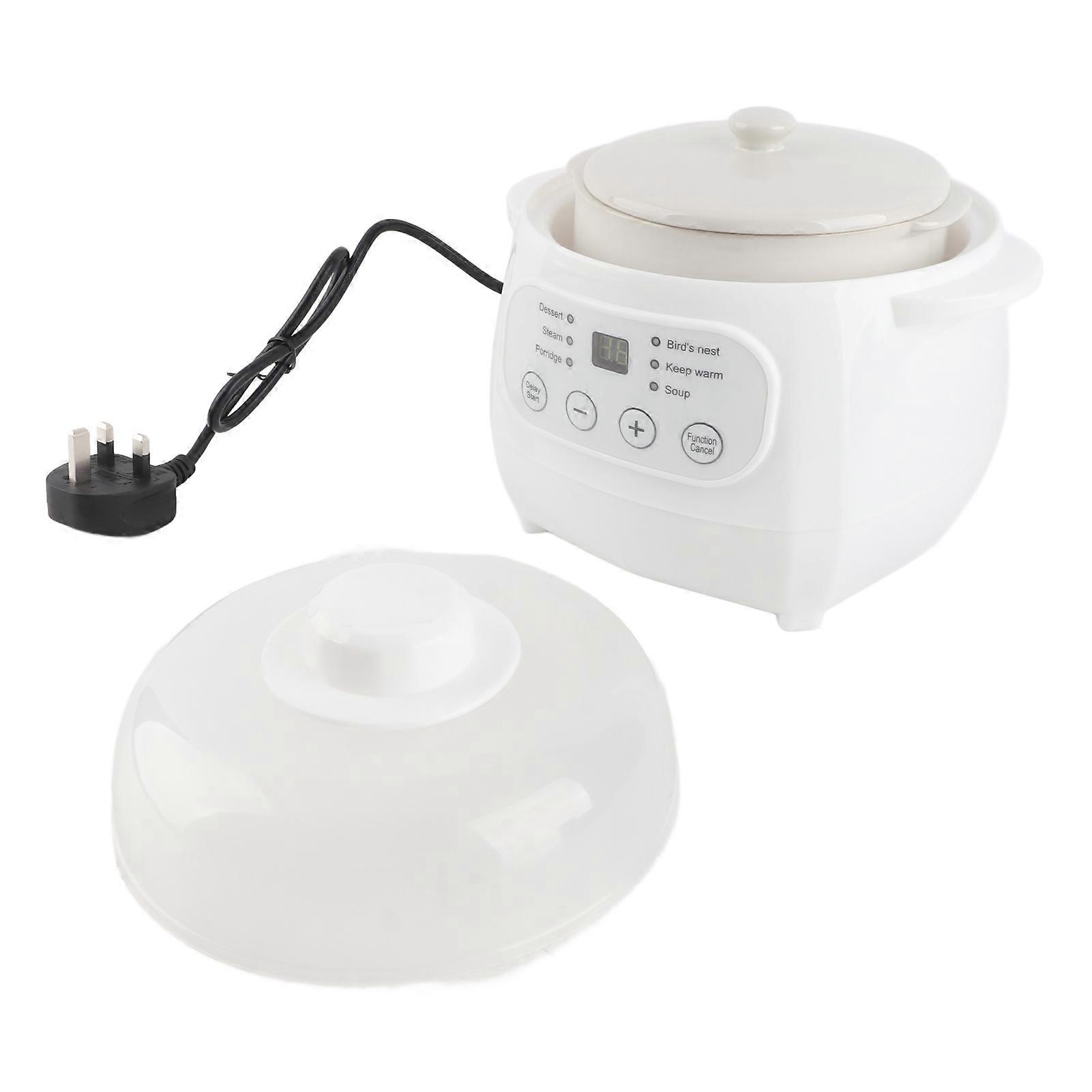 Electric Stew Pot 1.0L 200W Ceramic Cooker with Timer UK Plug