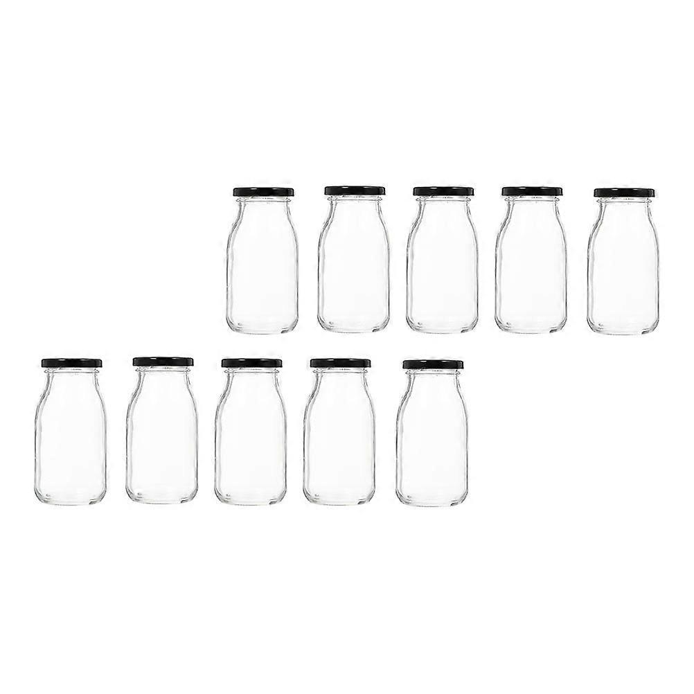Yogurt Bottles 10Pcs Transparent Glass Beverage Container for Breakfast Milk Holders 200ML Sealing Suitable for Home Use