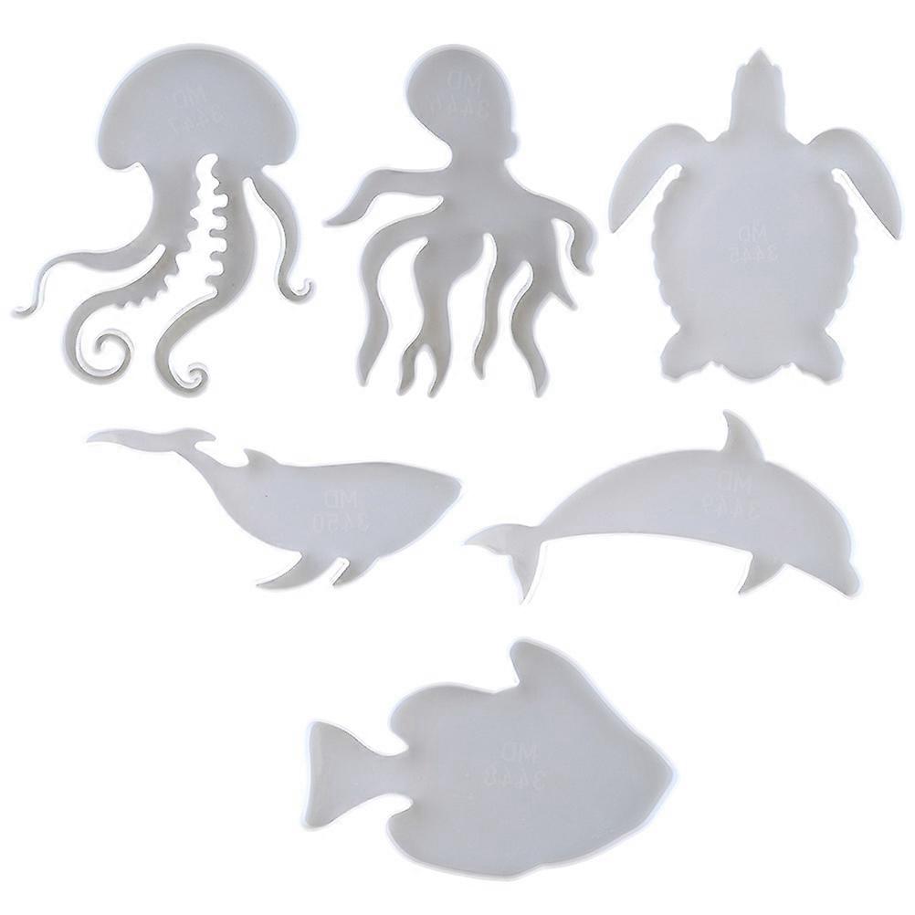 DIY Ocean Theme Silicone Coaster Mold for Epoxy Casting 6Pcs White Kit