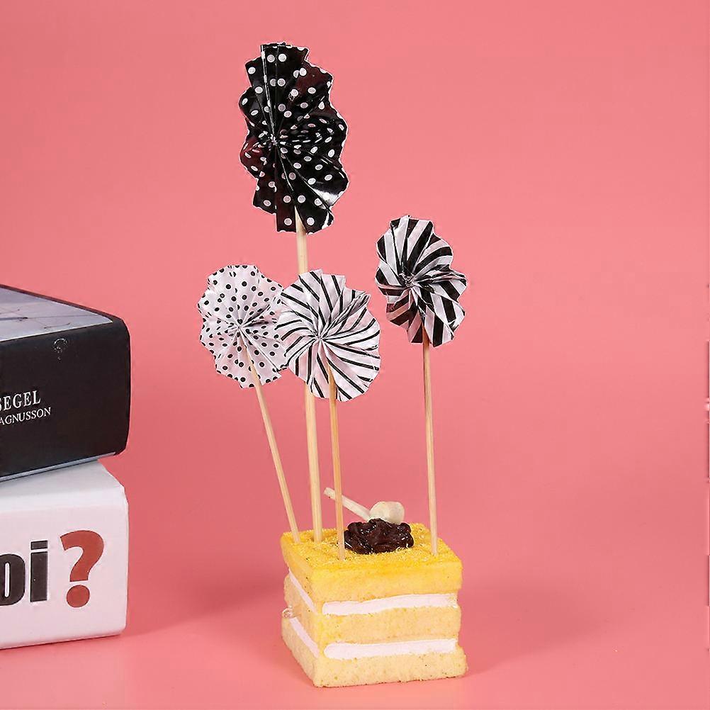 Cake Fan Decor Creative Folding Fan for Decor 20Pcs Bag Black