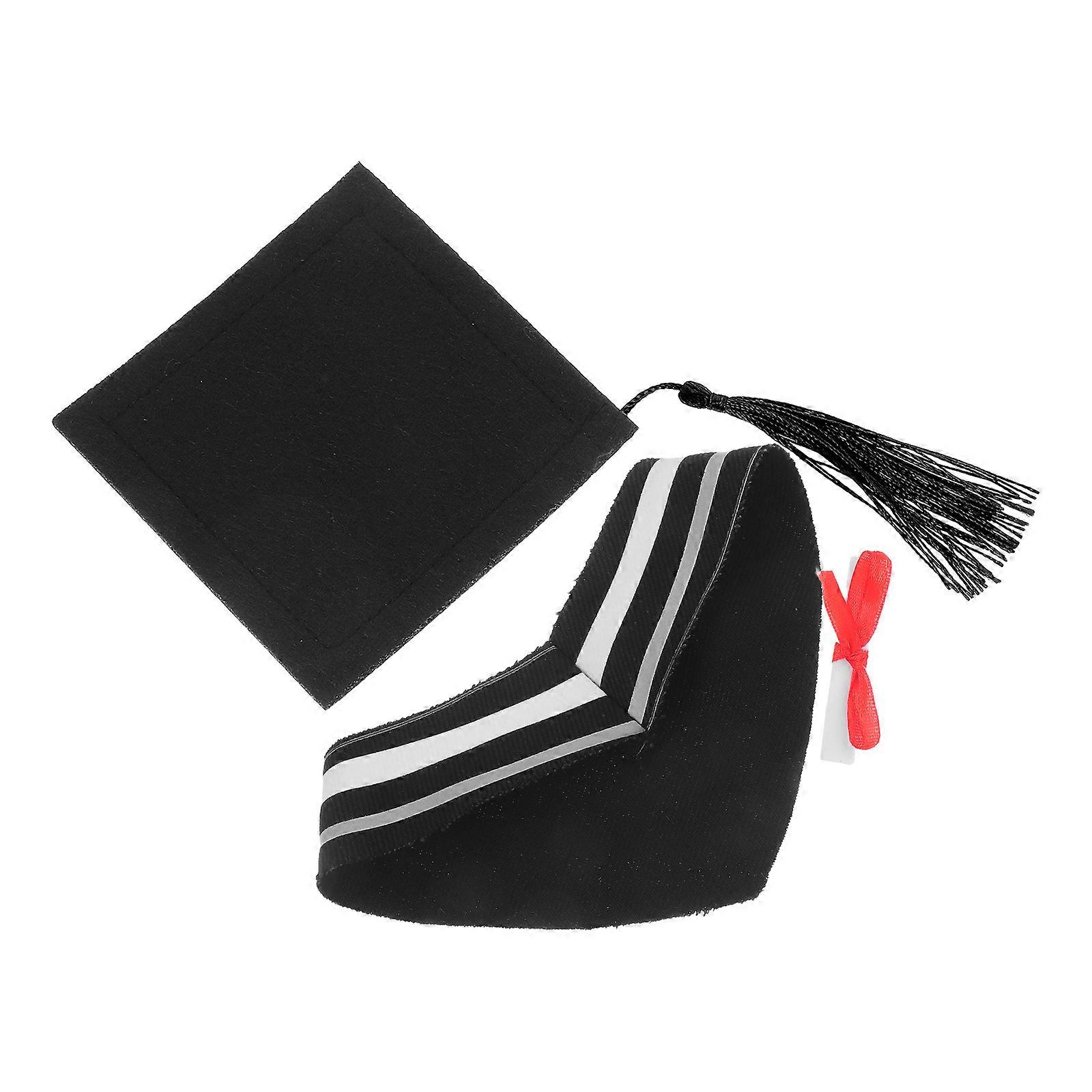 Graduation Accessories Bear Doll Hat Collar Costume Set 1Set for Keepsake