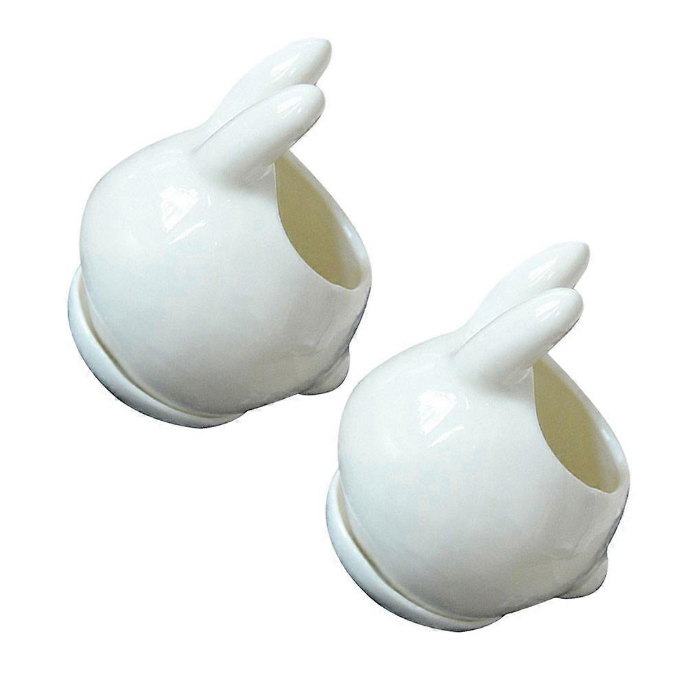 Rabbit Shape Flower Pot Ceramic Planter for Decor 4Pcs Mini Planters