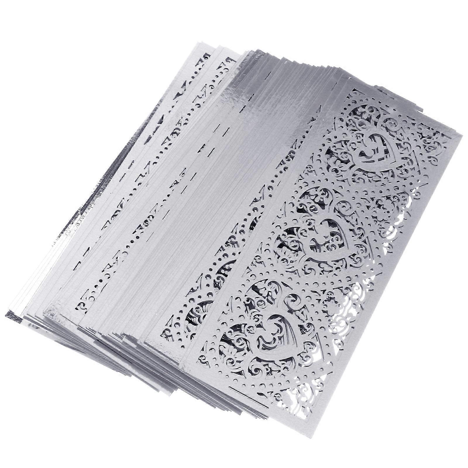 100Pcs Hollow Paper Candle Holder Wraps for Lamp Use Silver Colored