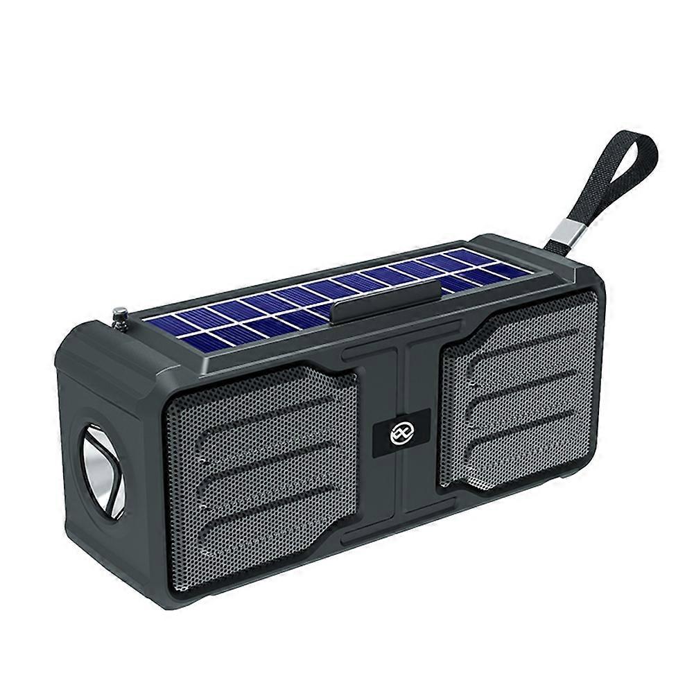 Solar Powered Bluetooth Speaker Stereo Speaker with Flashlight Black