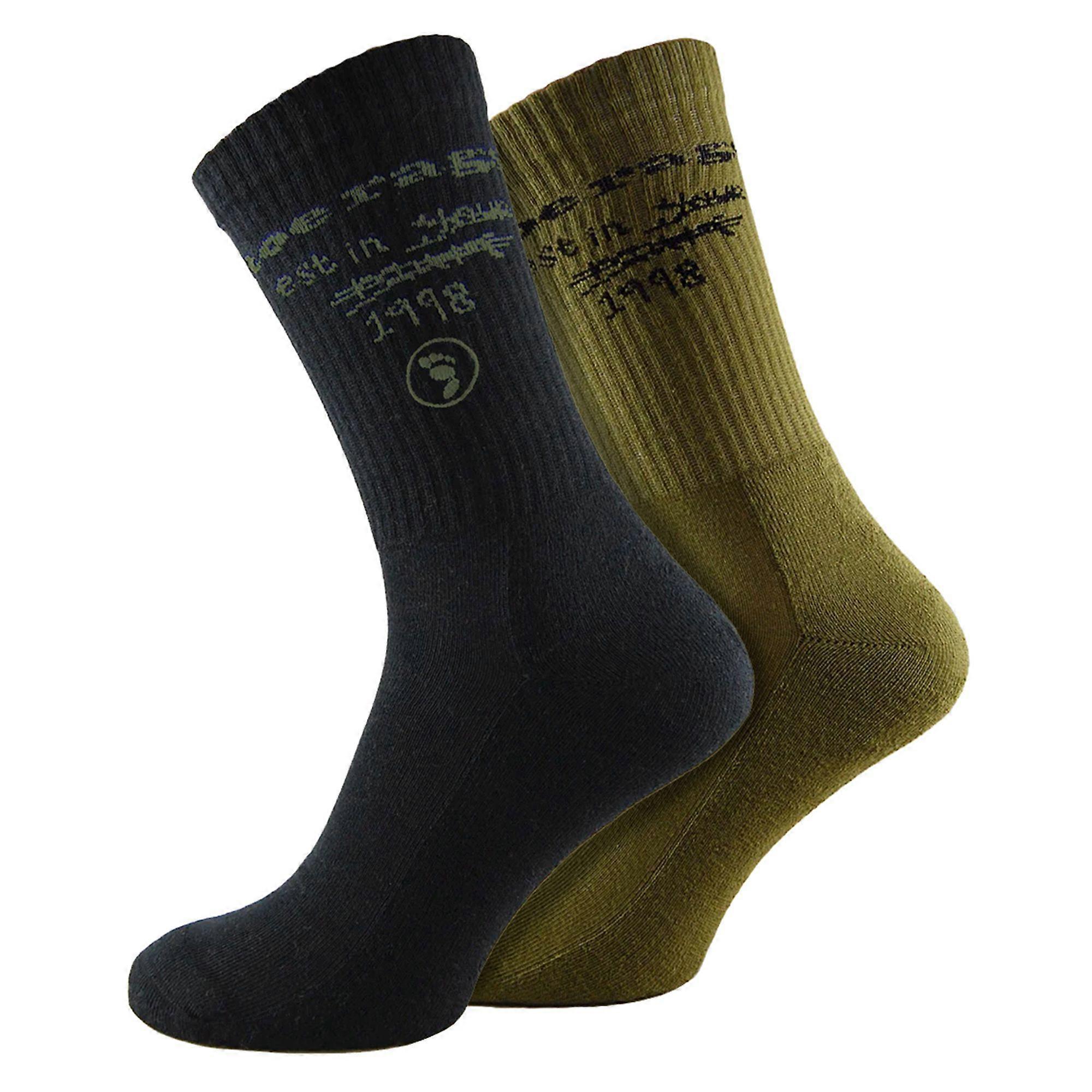 Toe Rags - 2 Pairs Mens Scribbleb Ribbed Crew Socks