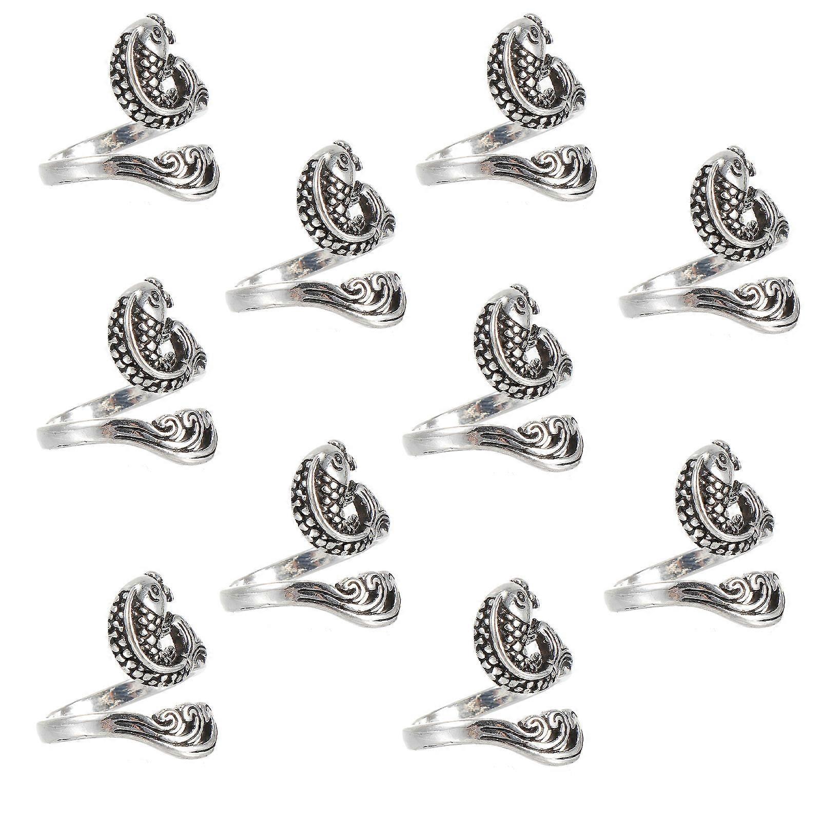 20Pcs Silver Knitting Loop Ring Alloy for Decoration Use Fashionable Rings
