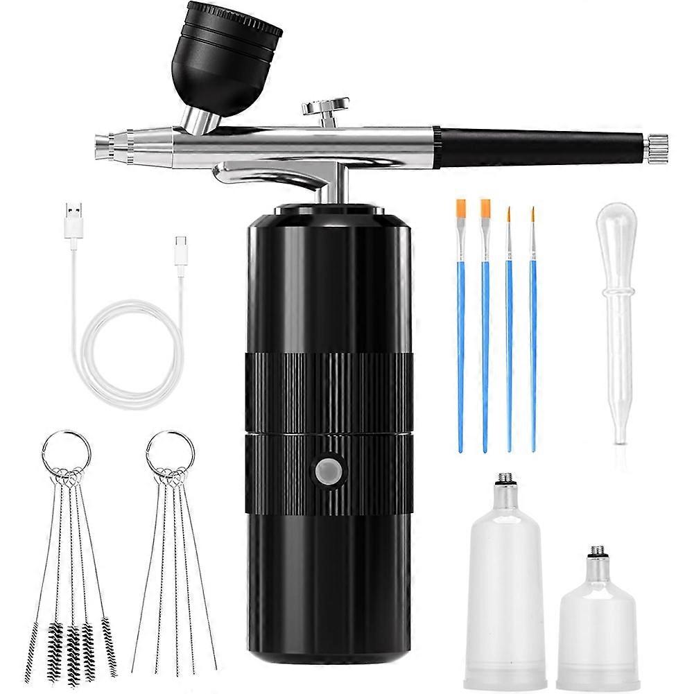 Airbrush Kit with Compressor Airbrush Kit Cordless Rechargeable with 0.3mm Nozzle and Cleaning Brush for Painting Art A