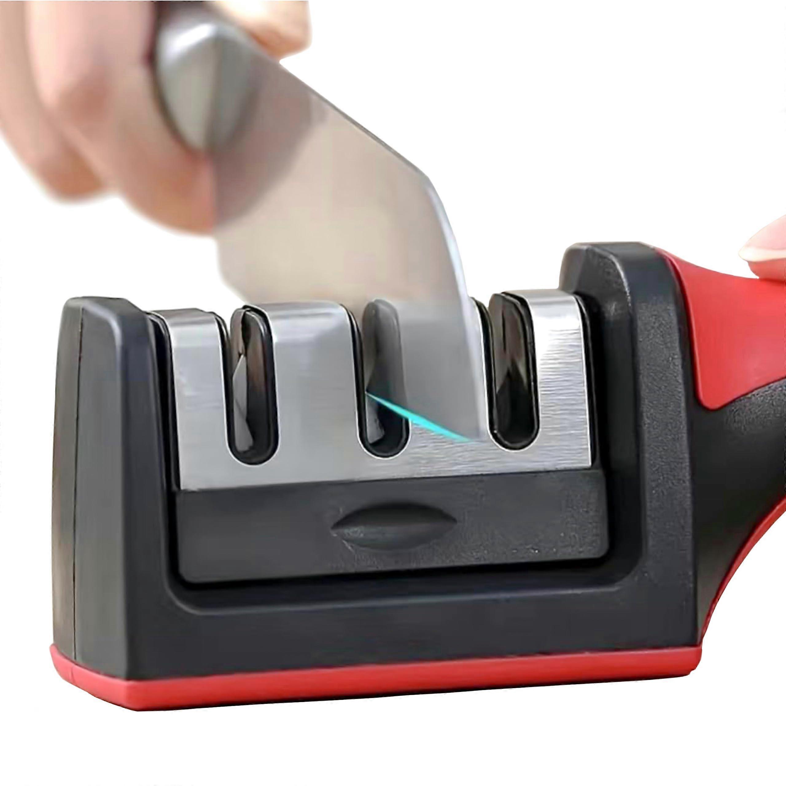 Knife Sharpener 3 Stages Professional Kitchen Sharpening Stone Grinder Knives Whetstone Tungsten Diamond Ceramic Sharpener Tool with Power Grip