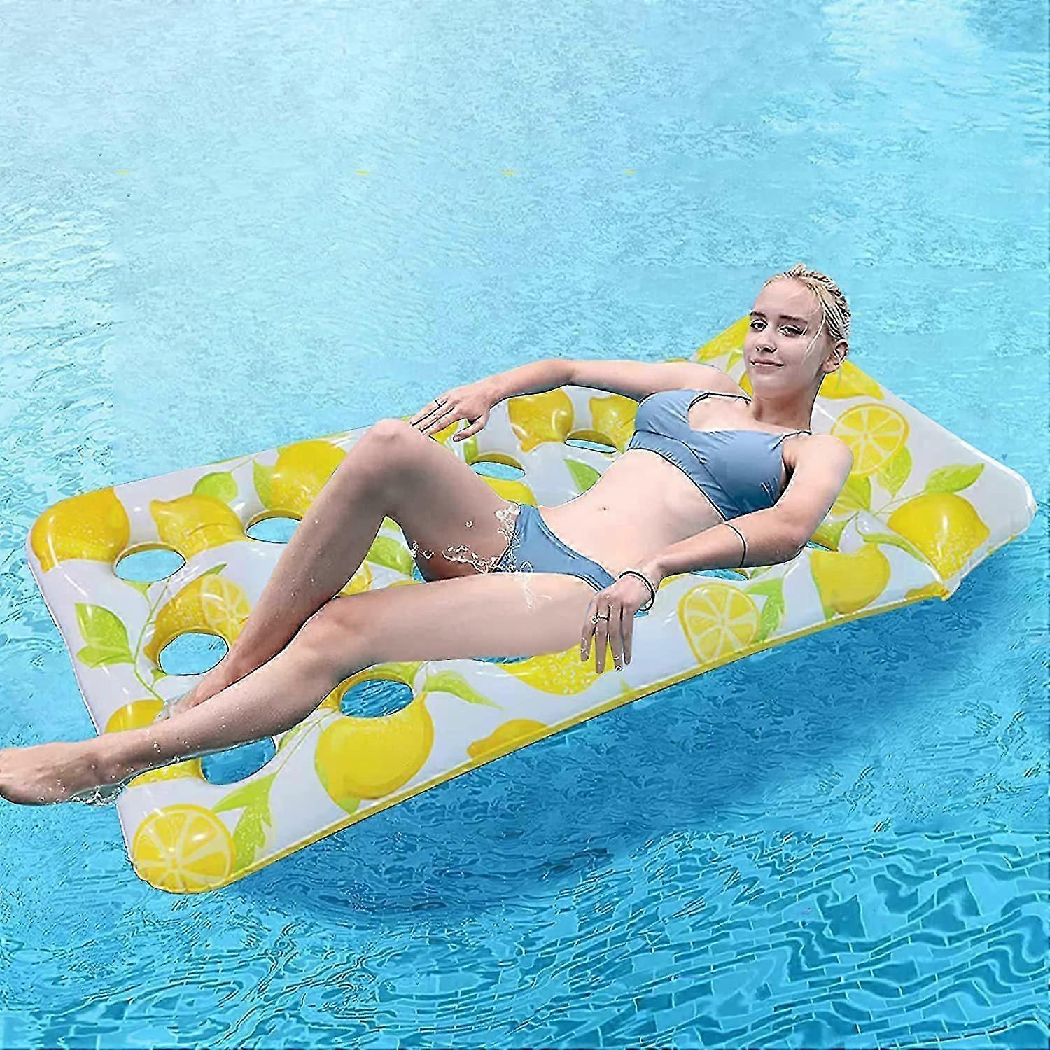 Aufblasbarer Lemon Float Row Hole Wasserbett Loungesessel 172 x 80cm Zitrone
