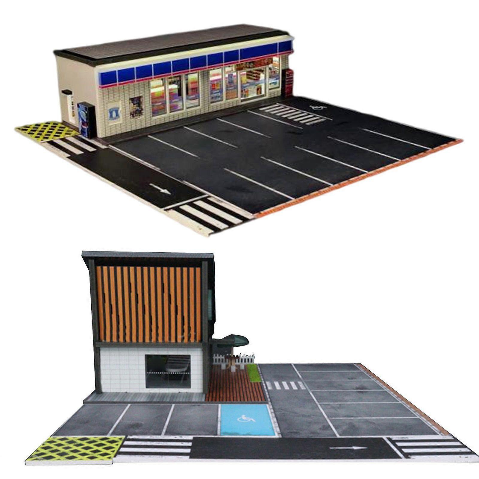 Skala 1/64 Diorama Model garażu samochodowego Oświetlenie LED Wyświetlacz samochodowy Model sceny Prezent