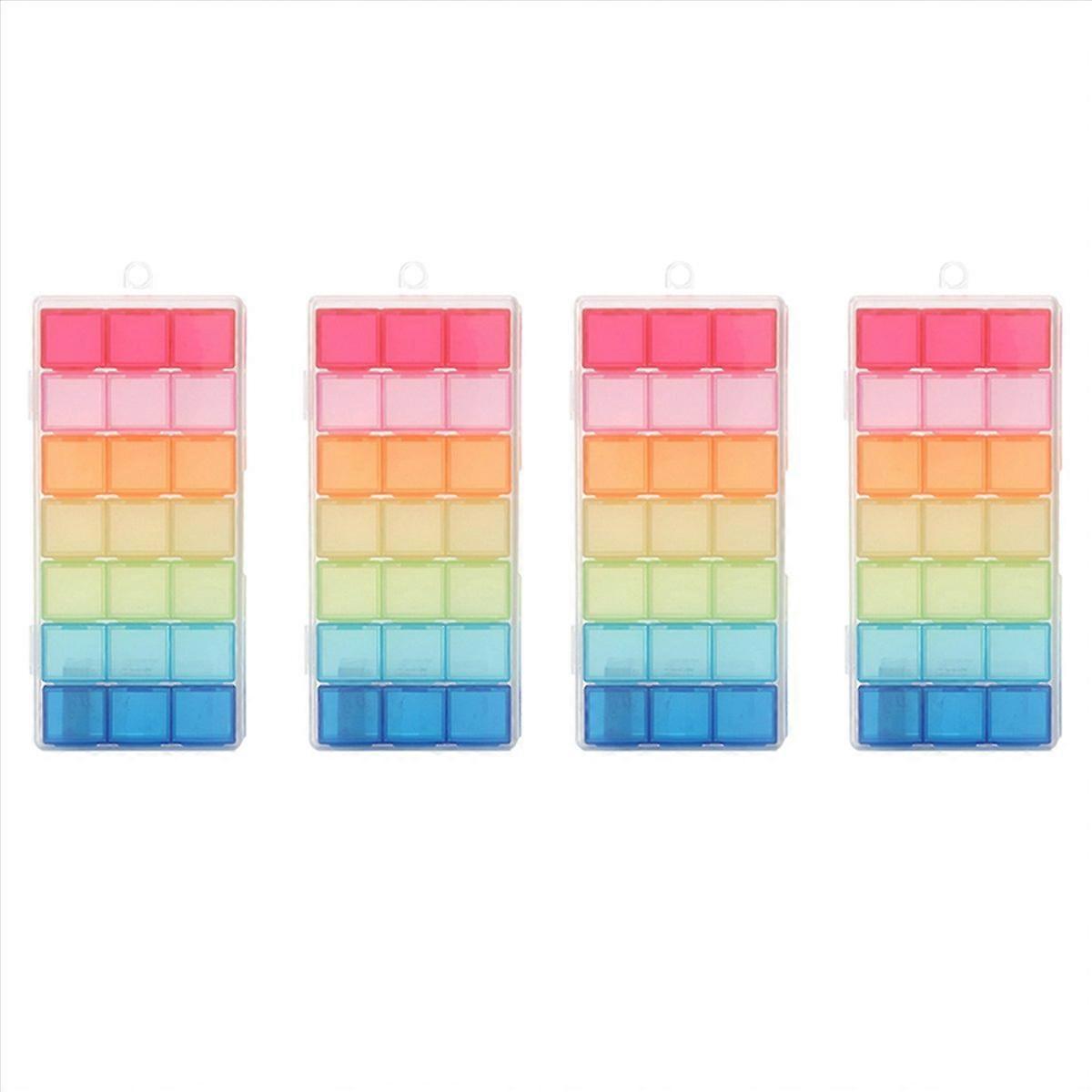 21 Compartment Transparent Color Plastic Box Pill Tray Storage Case