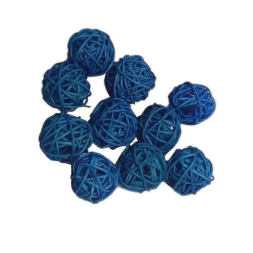 10pcs 3cm Wicker Rattan Balls Xmas Decorative Crafts blue