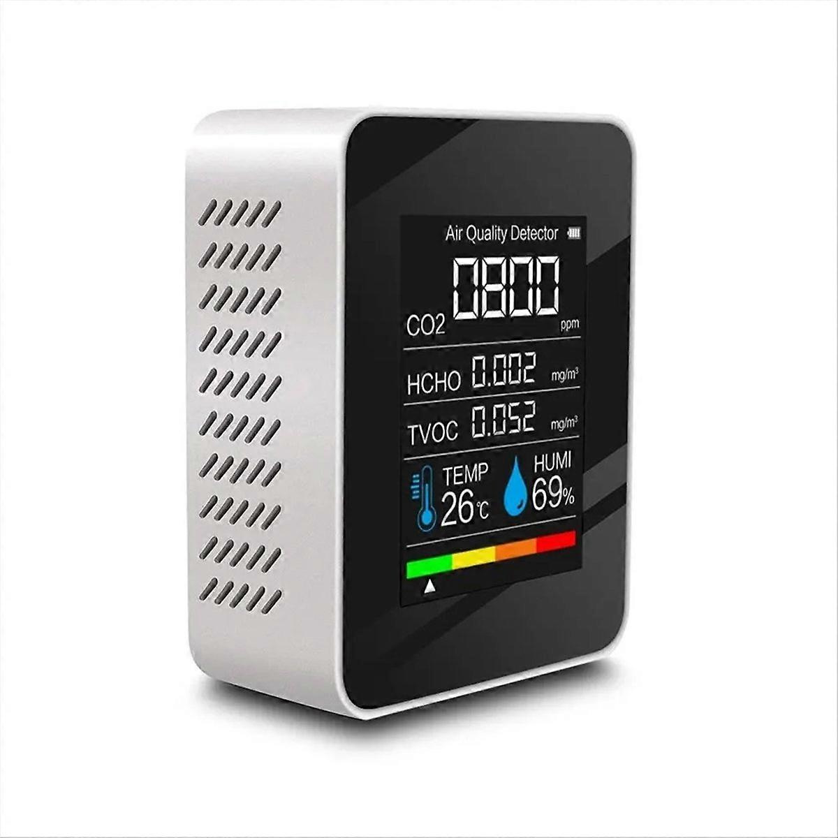 5-in-1 Air Quality Monitor Levels with LCD Display White