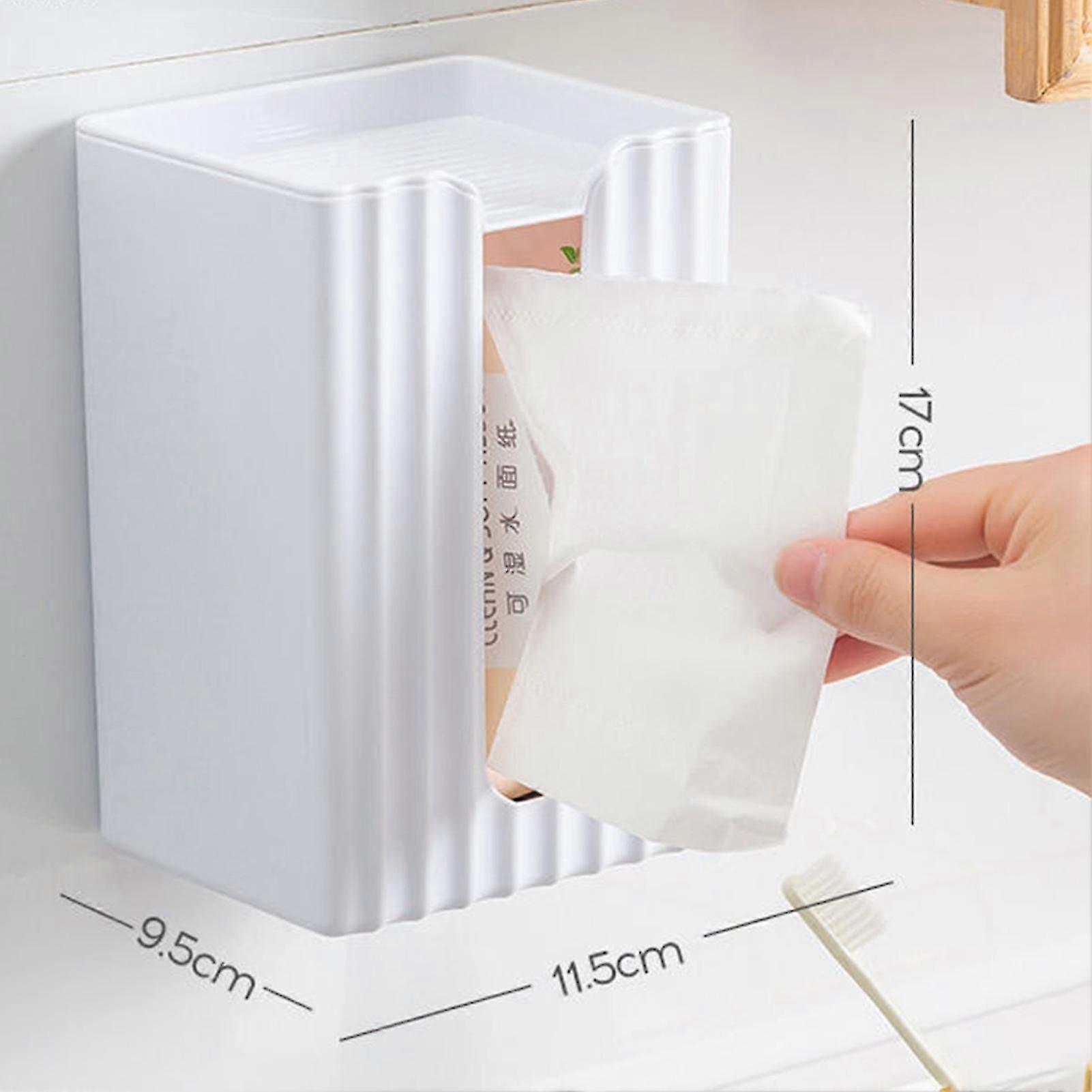 Wall Mounted Tissue Box With Shelf Self Adhesive Bathroom Tissue Box