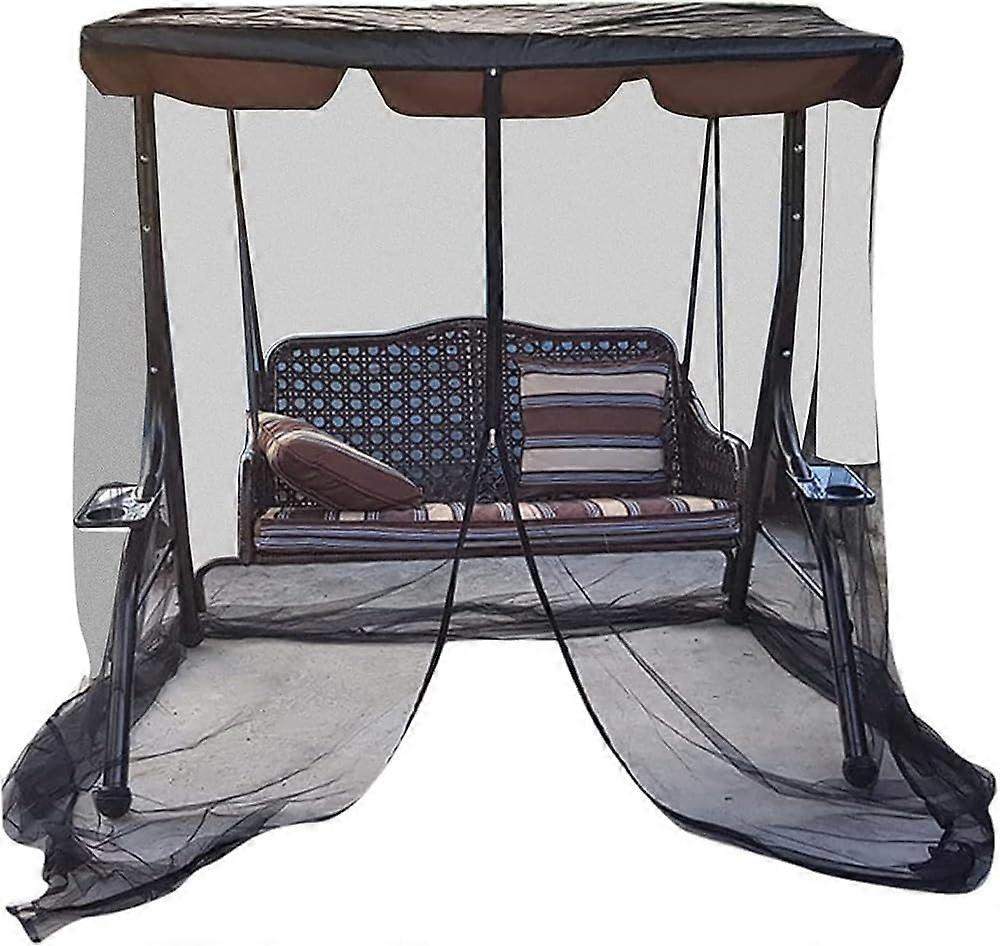 Patio Mosquito Netting For Swing Seats Polyester Mesh Zipper Opening 3 Seater 73x49x80 Inch 185x125x2