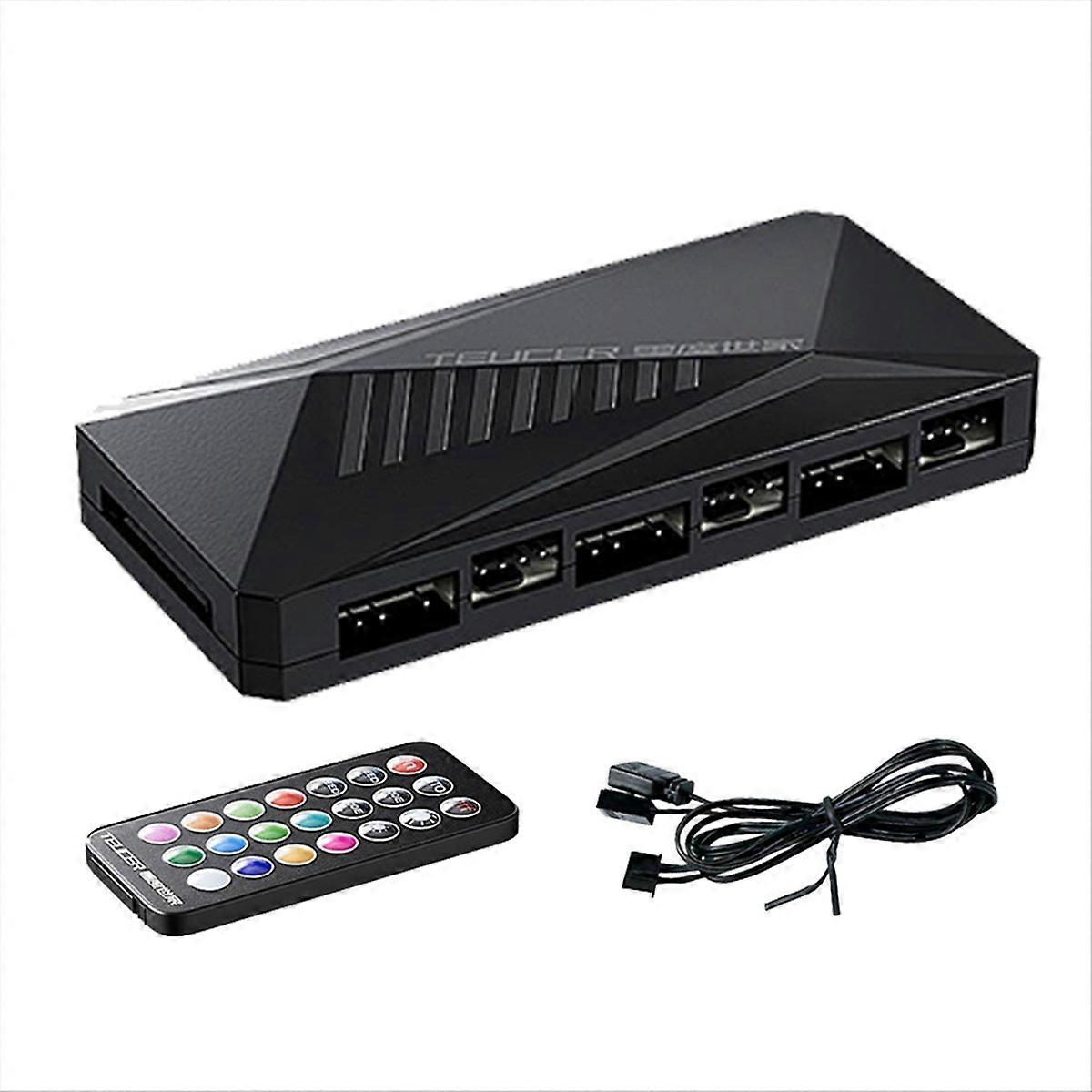 TEUCER 6P ARGB 6-Way Splitter 5V 3Pin Fan Controller Hub for PC Case