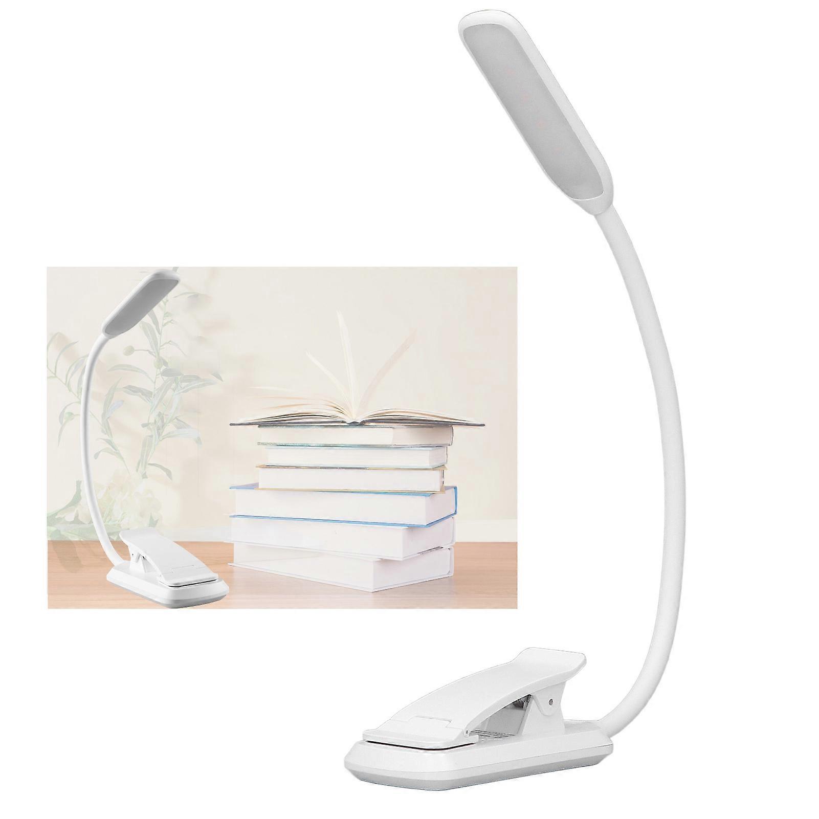 LED Desk Lamp Clip Design Three Level Adjustment Mini Foldable White USB Touch Table Light