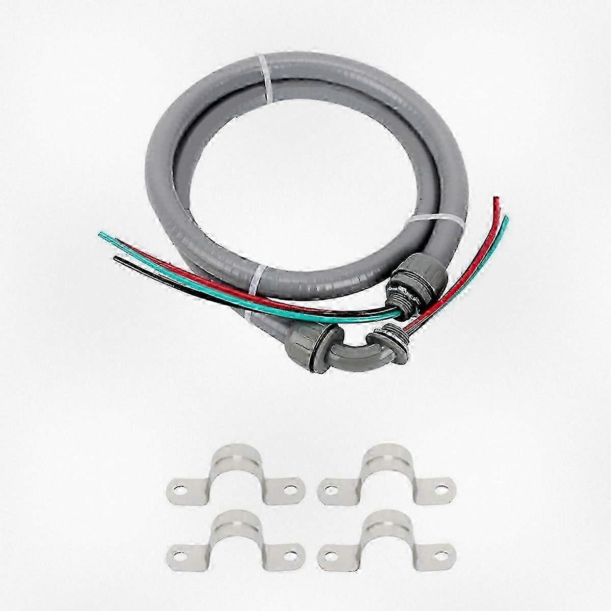 4ft 1/2 Inch Nonmetallic Liquid Tight Electrical Conduit with 10-Gauge Grounded Wire for AC Disconnect Box Assembly