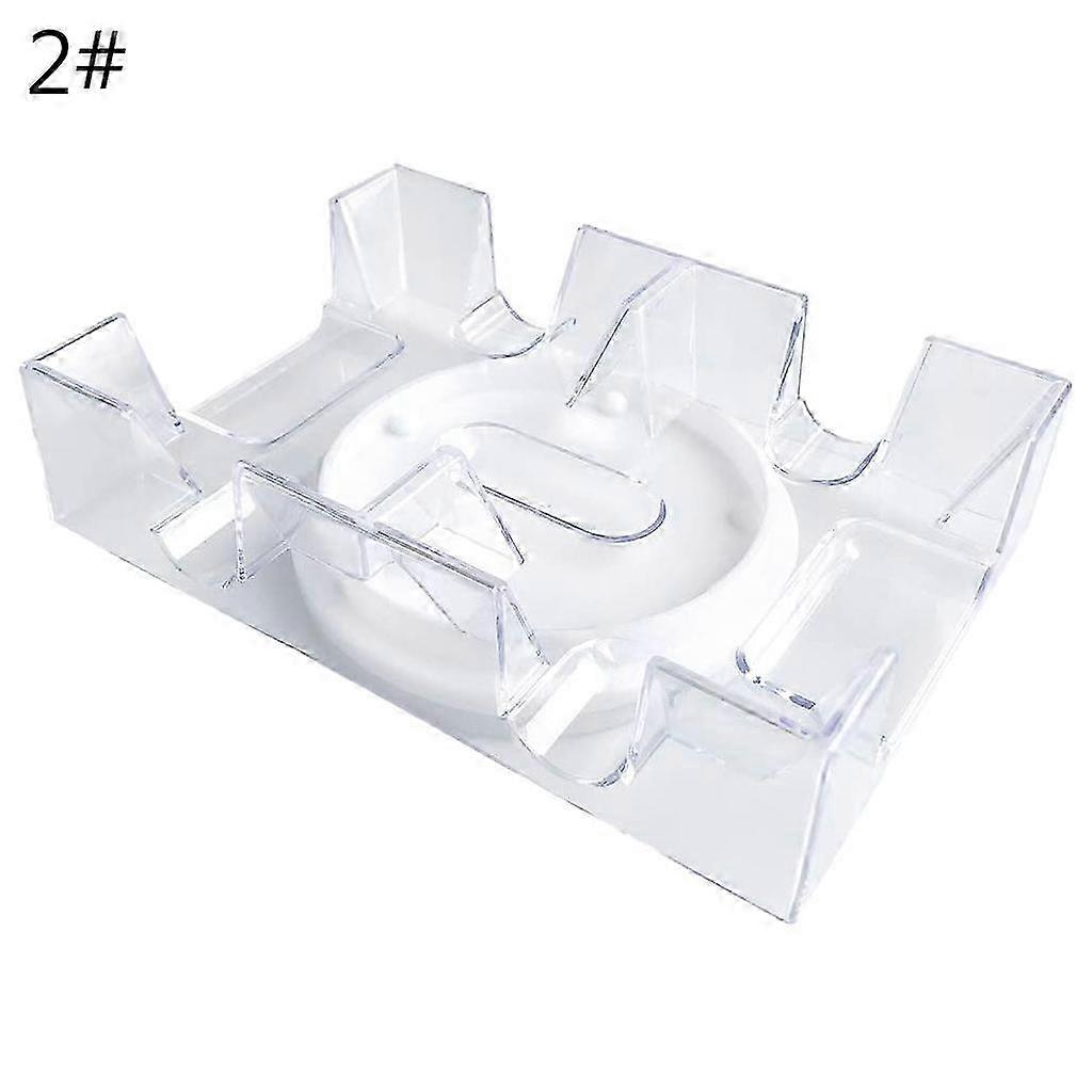 Rotating card holder for 2/6 deck games with clear tray