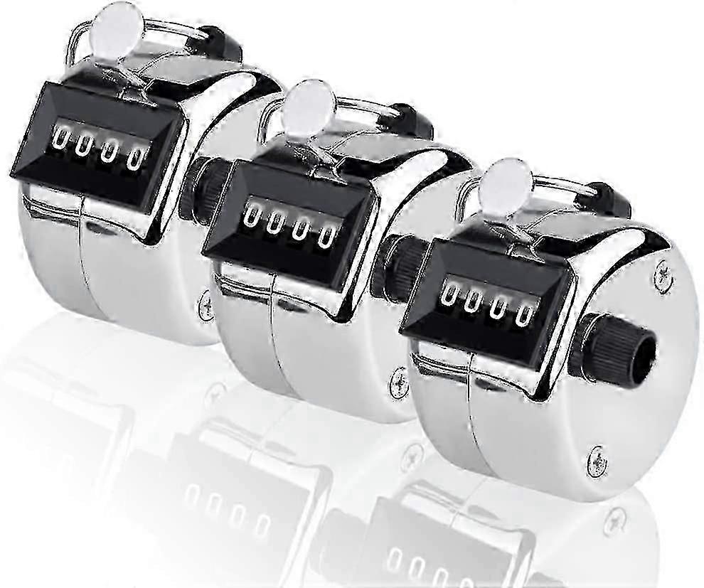 4-Digit Manual Hand Clicker Counter, 3-Piece Lap Tally Tracker for Sports Training, Gym, Events