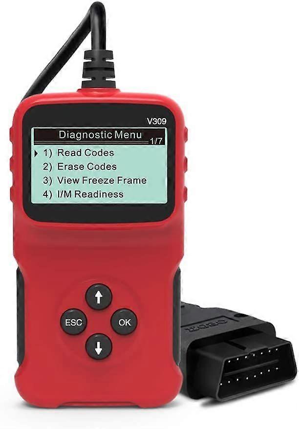 Wired Car OBD2 Scanner, Plug and Play Code Reader, Wired Car OBD2 Scanner, HD LCD Display Screen, Red1pc