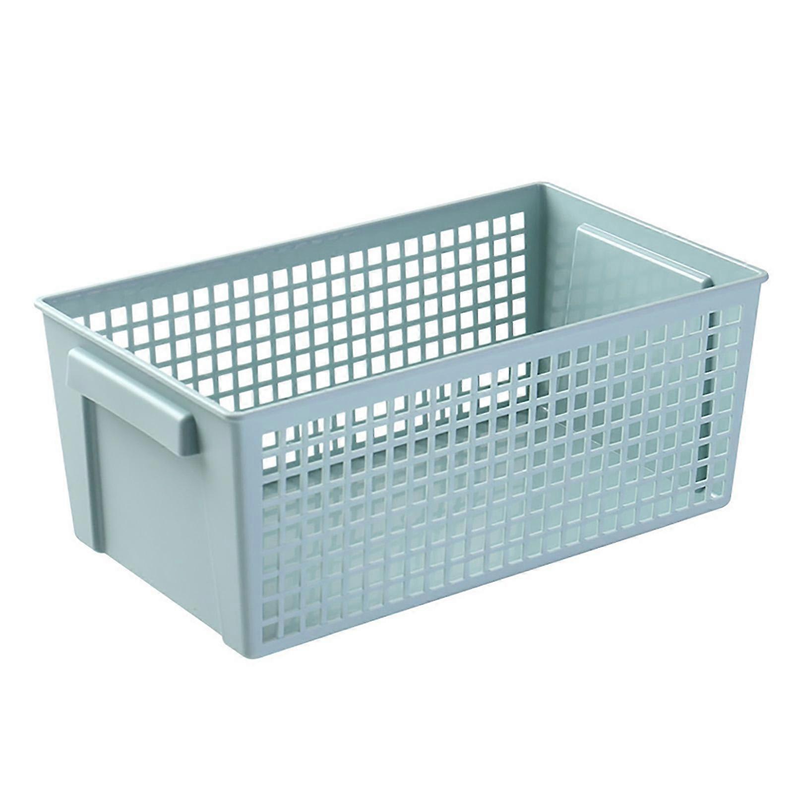 Desk Storage Basket Plastic Hollow Bin with Handle Desktop Organizer Box for Home Dormitory