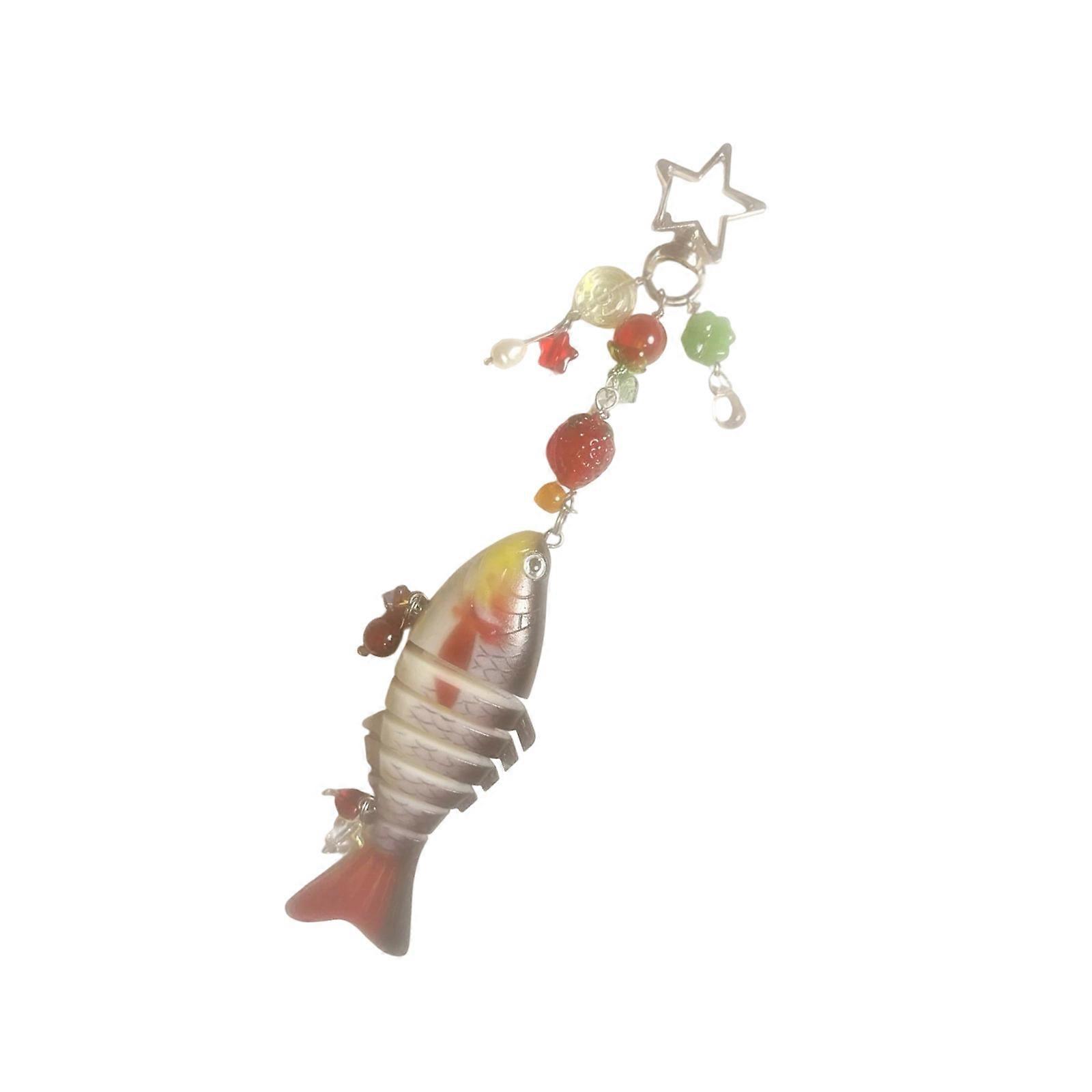 Realistic Fish Keychain With Flexible Multi Joint Design Resin Charm For Outdoor Fishing Enthusiasts And Gift Ideas  Red