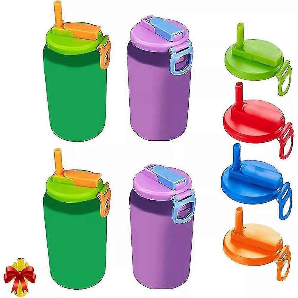 4 Color Soda Can Lids,Silicone Straws Soda Can Covers,Can Covers For Soda