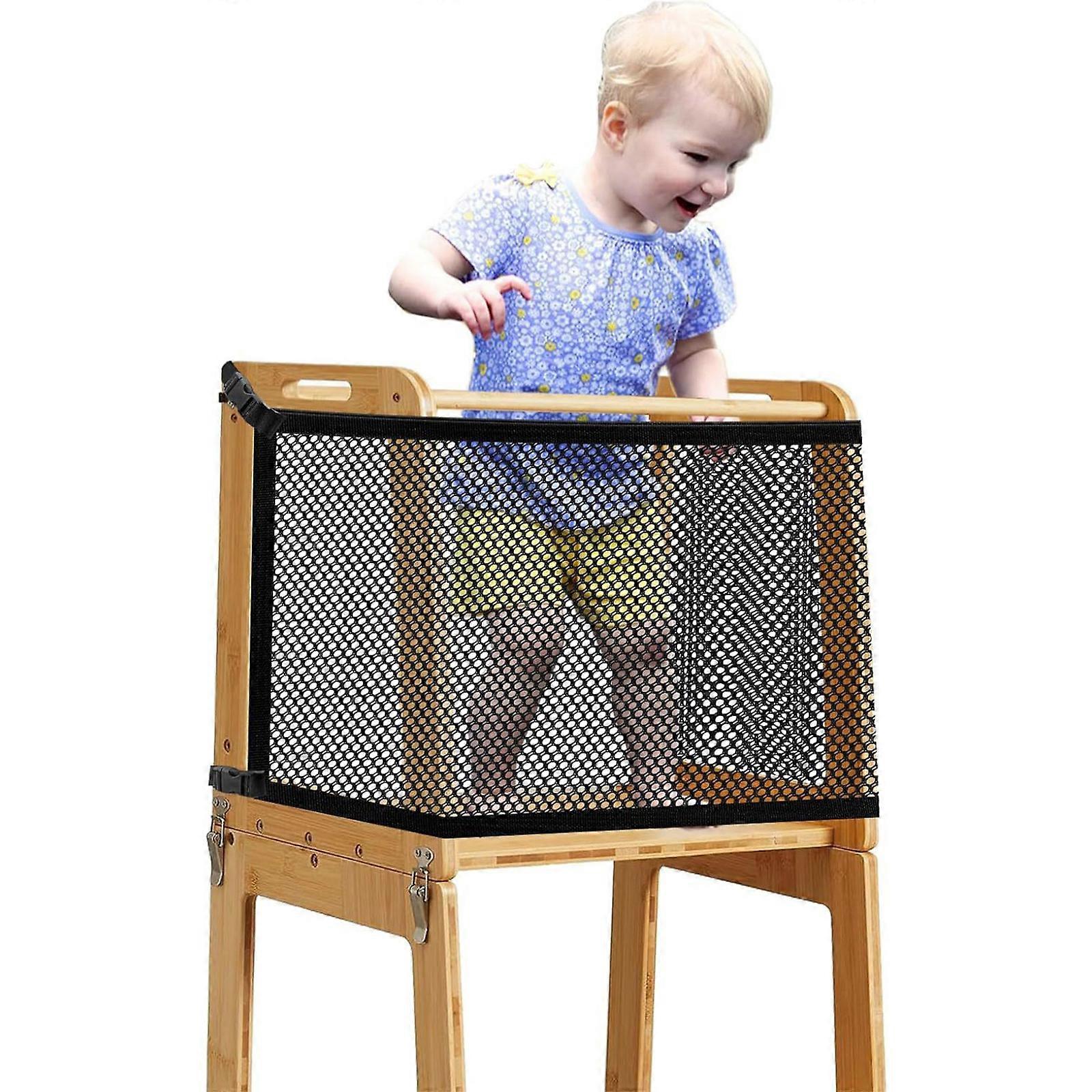 Childproof Netting Guard For Foldable Standing Play Towers And Step Stools Dense Mesh 4-Sided Protections for Kids Play Multicolor