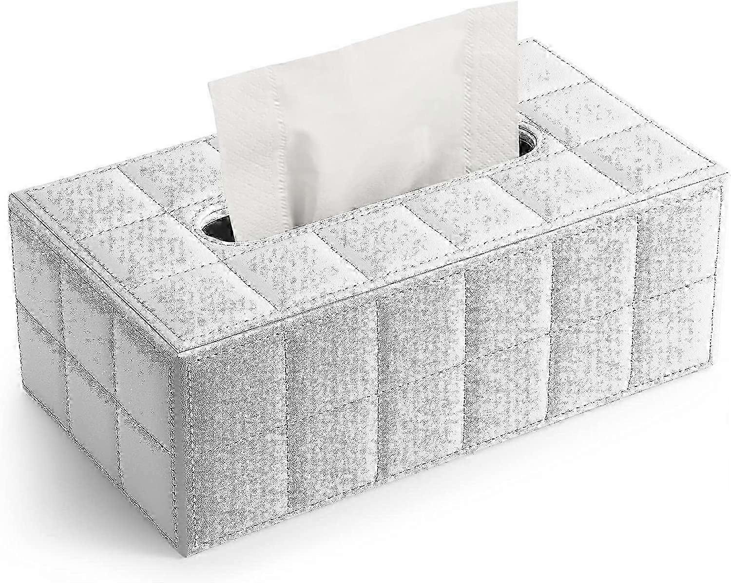 Plaid tissue box - white z