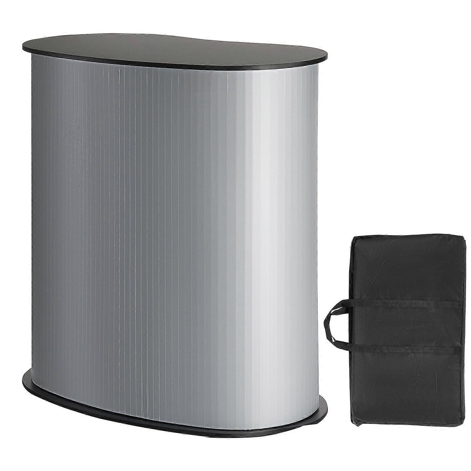 Portable Tradeshow Podium Table, 35.43" x 19.29" x 37.01", Display Exhibition Counter Stand Booth Fair with Wall