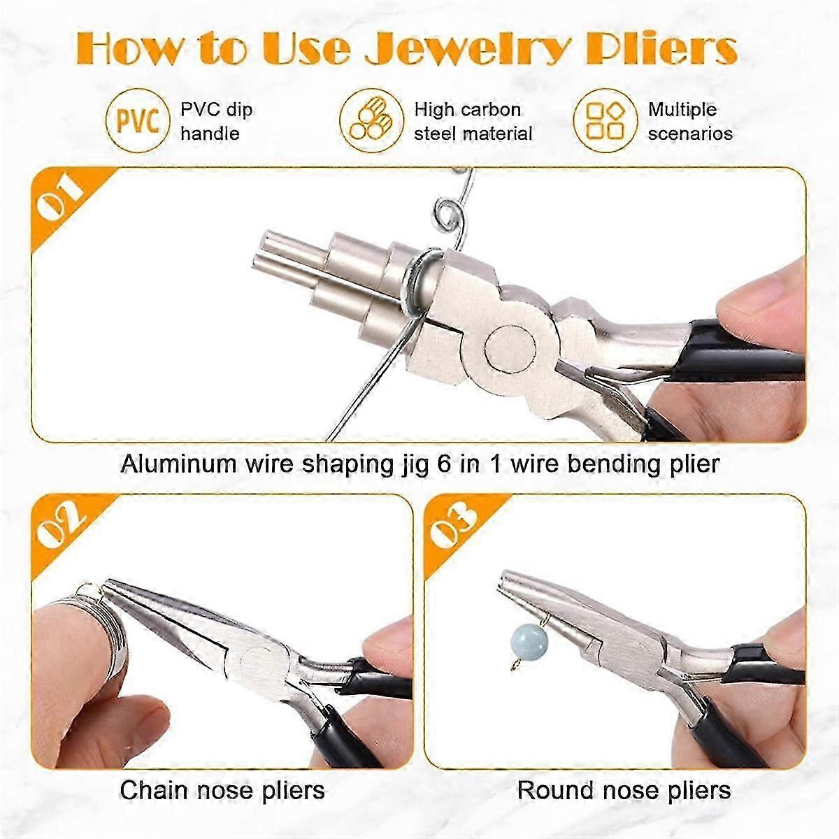 Wire Wrapping Kit Wire Clamp with 6 in 1 Wire Bending Pliers with 32 Metal Pins, Wire Wrapping Tools for Jewelry Making