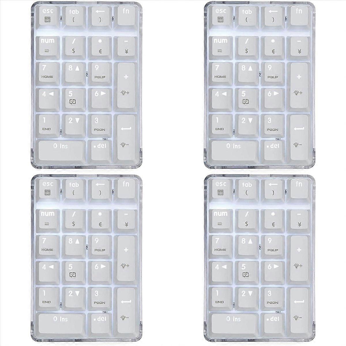 4X Mechanical Numeric Keypad Brown Switch Wired Gaming Keypad Crystal Case White Backlit 21 Keys Num