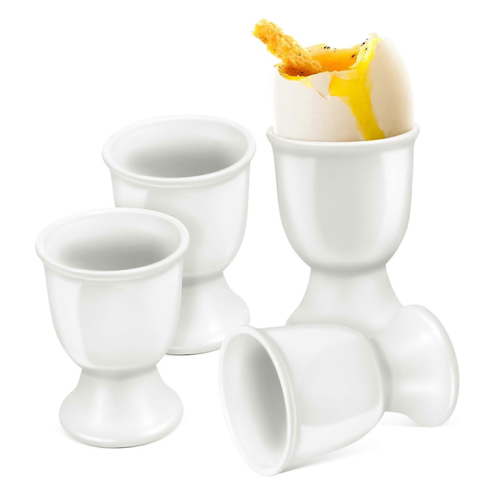 4pcs Ceramic Egg Cups Set for Boiled Eggs Breakfast Tableware Easy Clean Stylish Dining