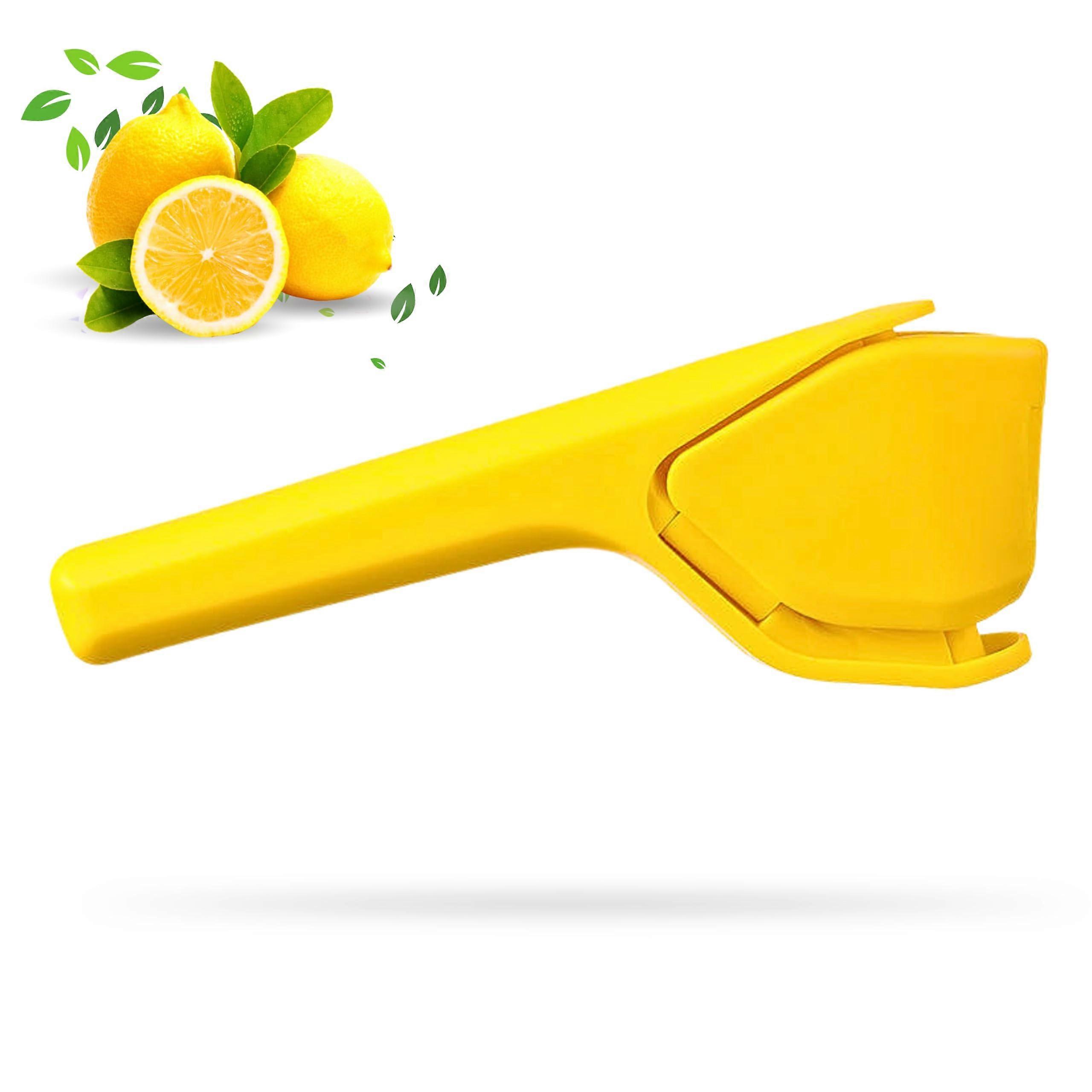Manual Citrus Juicer with BuiltIn Seed Filter, Foldable Handheld Lemon Squeezer for Lime and Orange (Yellow)