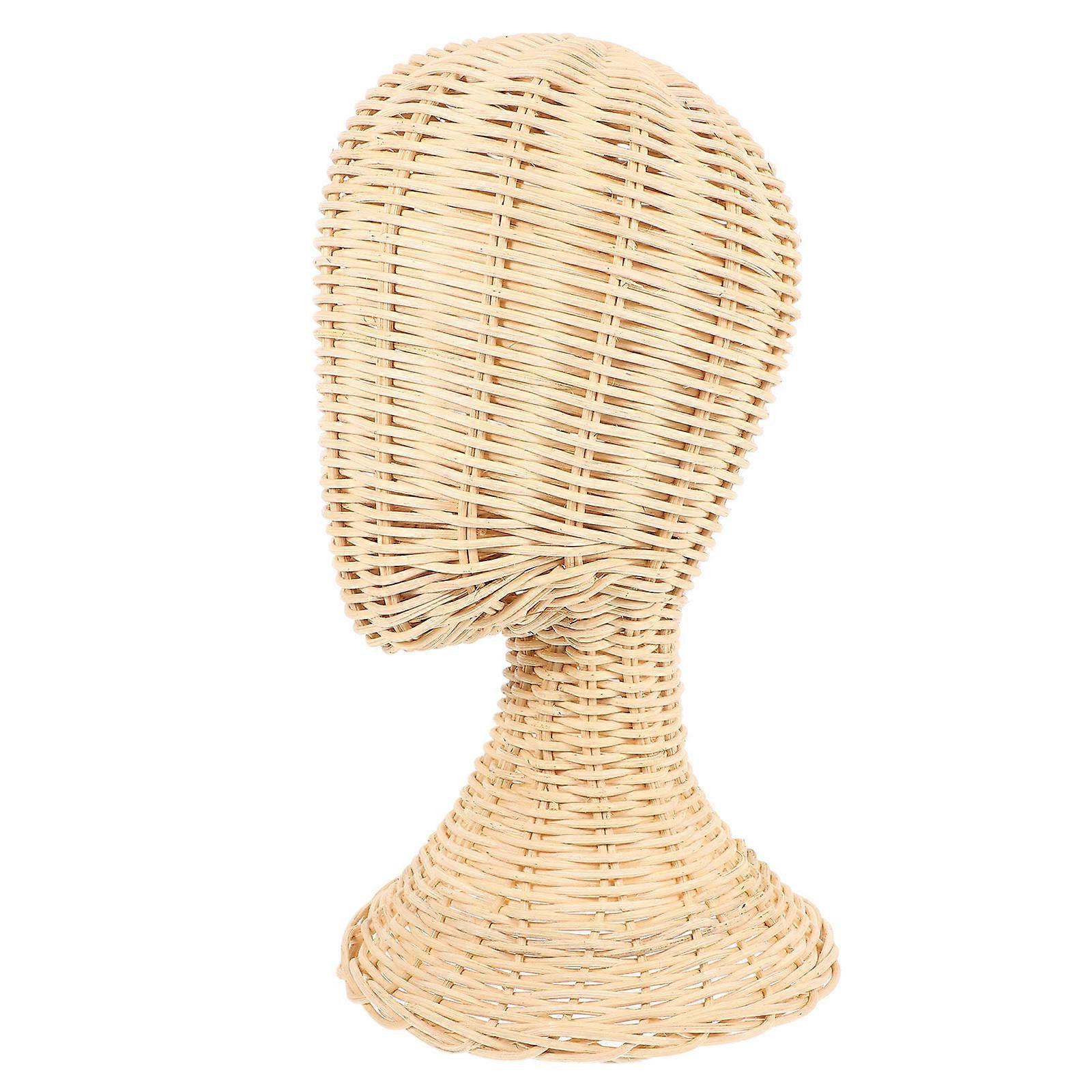 Wicker Hat Display Stand for Hold Beige Rattan Cap Holder