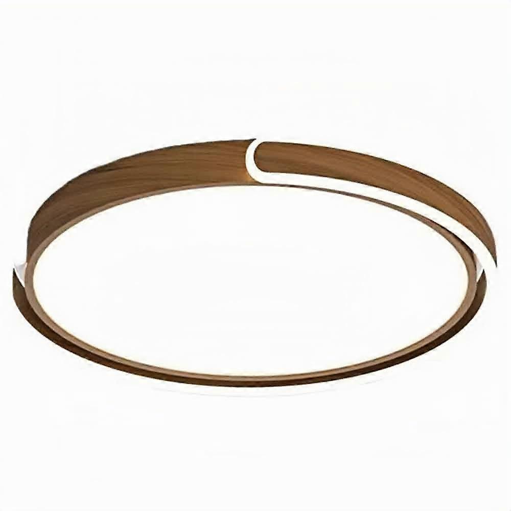 Nordic Wood Grain LED Ceiling Light, Dimmable Modern Fixture with Remote, Walnut 35cm