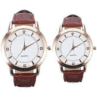 Retro Watches for Men and Women Couple Watch Alloy PU Material Precise Movement 2Pack