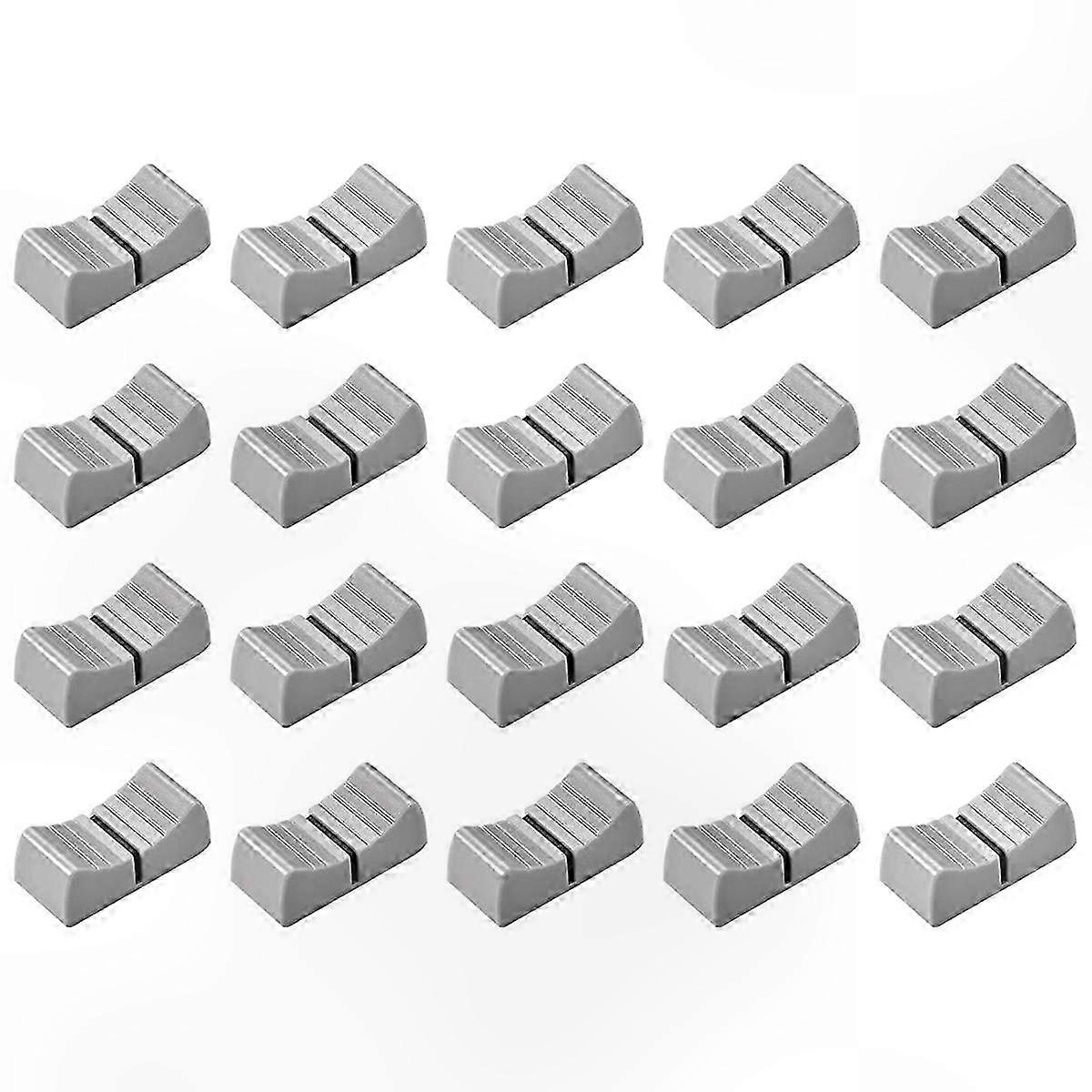 20-Pack Replacement Fader Knobs for Potentiometer, 24mm x 11mm x 10mm, Gray and Black Console Mixer Controls