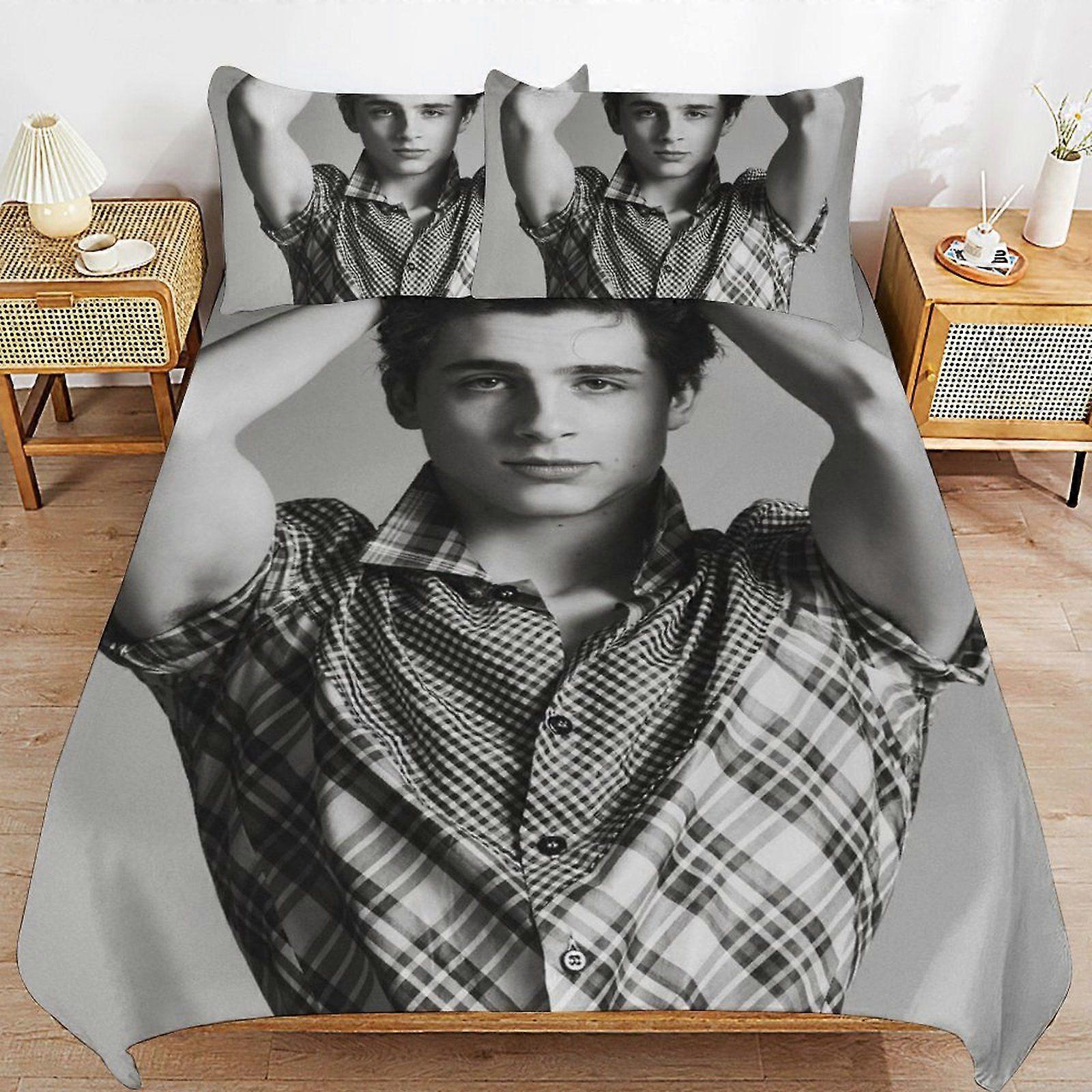 1243XB Timothe Chalamet Invisible Closure Smooth Layer Minimal Wrinkle Free Material Duvet Cover Sets Home Ready KL1243