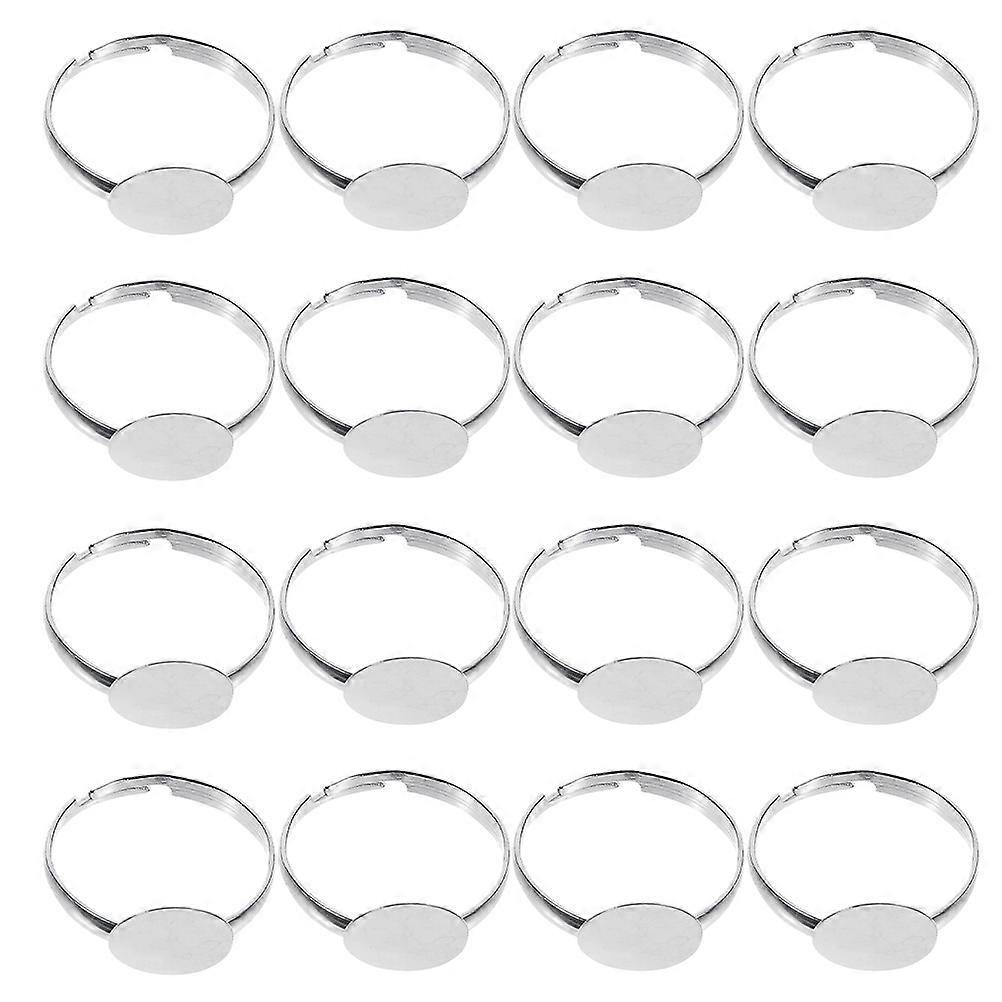 Flat Round Pad Adjustable Ring Blanks for Jewelry Making 50Pcs Set