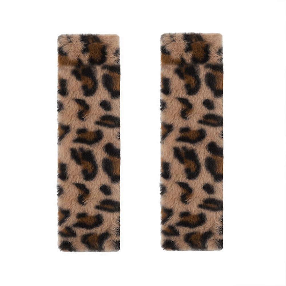 2 Pack Plush Leopard Print Seat Belt Covers for Cars, Soft Shoulder Pads for Comfortable Driving