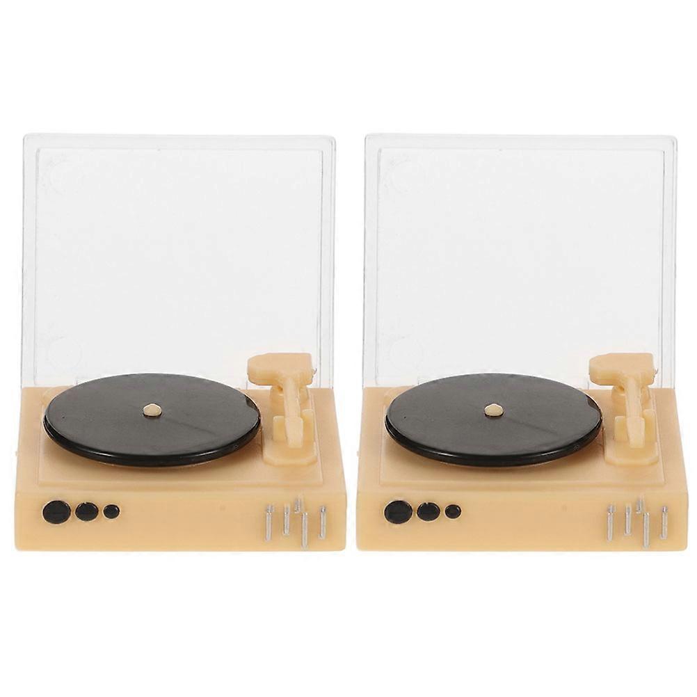 Miniature Dollhouse Mini Cd Player for Decoration 2Pcs Tiny Record Player