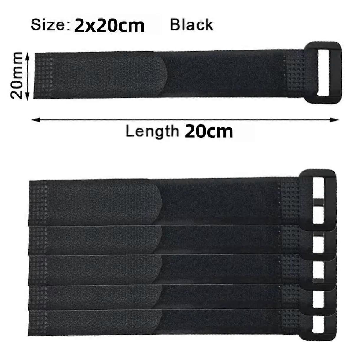 Velcro Straps Black Width 20mm Nylon Zip Ties Reusable Self-adhesive Hook and Loop Cinch Straps Adjustable Fastener Cable Straps