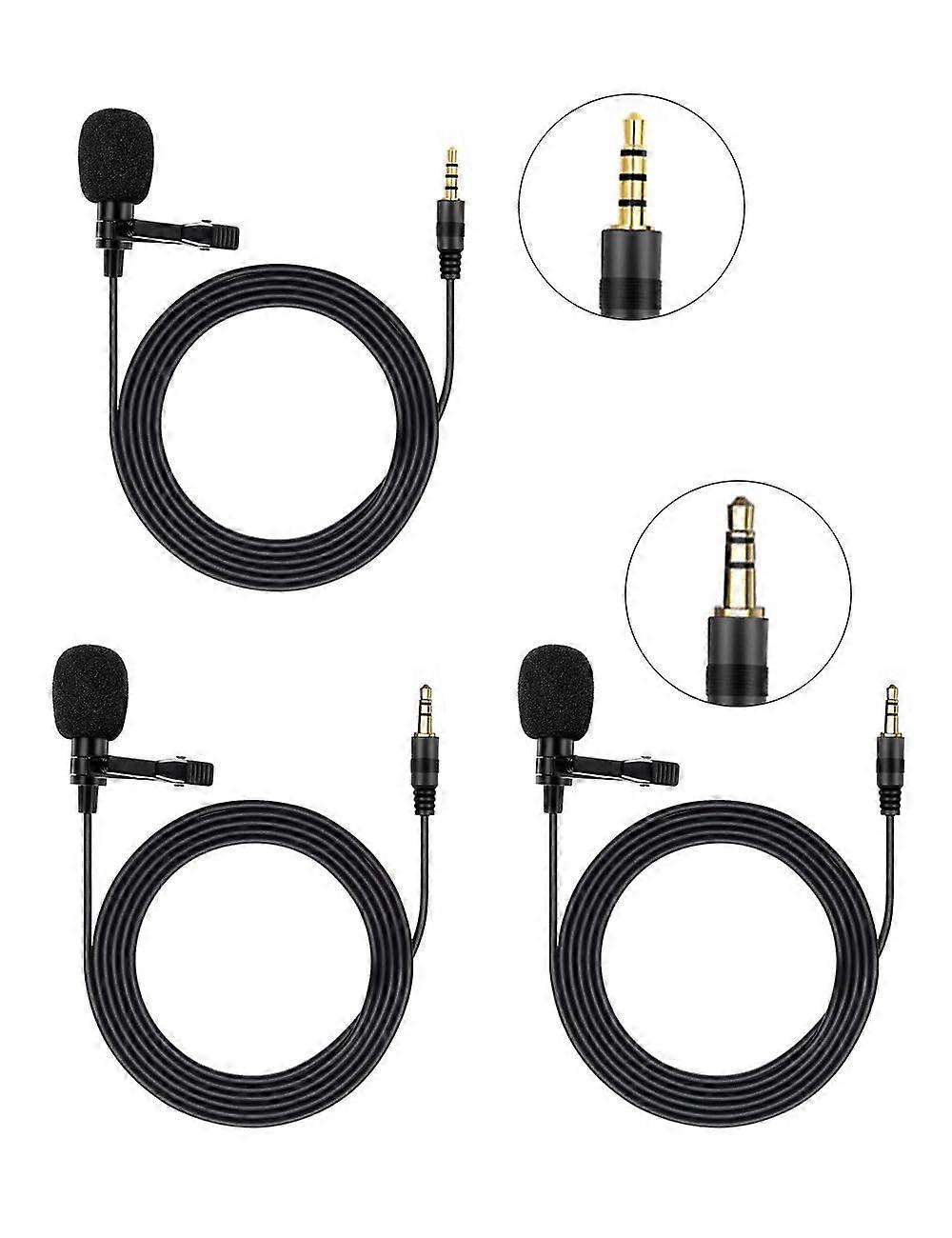Lavalier Microphone Set for Smartphone and Laptop, Clear Voice Clipon Mic for YouTube and Interviews (3 Pack)