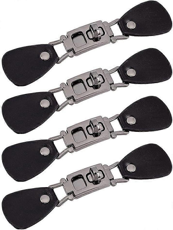 4 Sets Sew on Toggle Closures PU Leather Cloak Clasp Fasteners Black Sewing Snap Toggle Buttons Metal Coat Buckle Clips Replacement Toggle Buckles for
