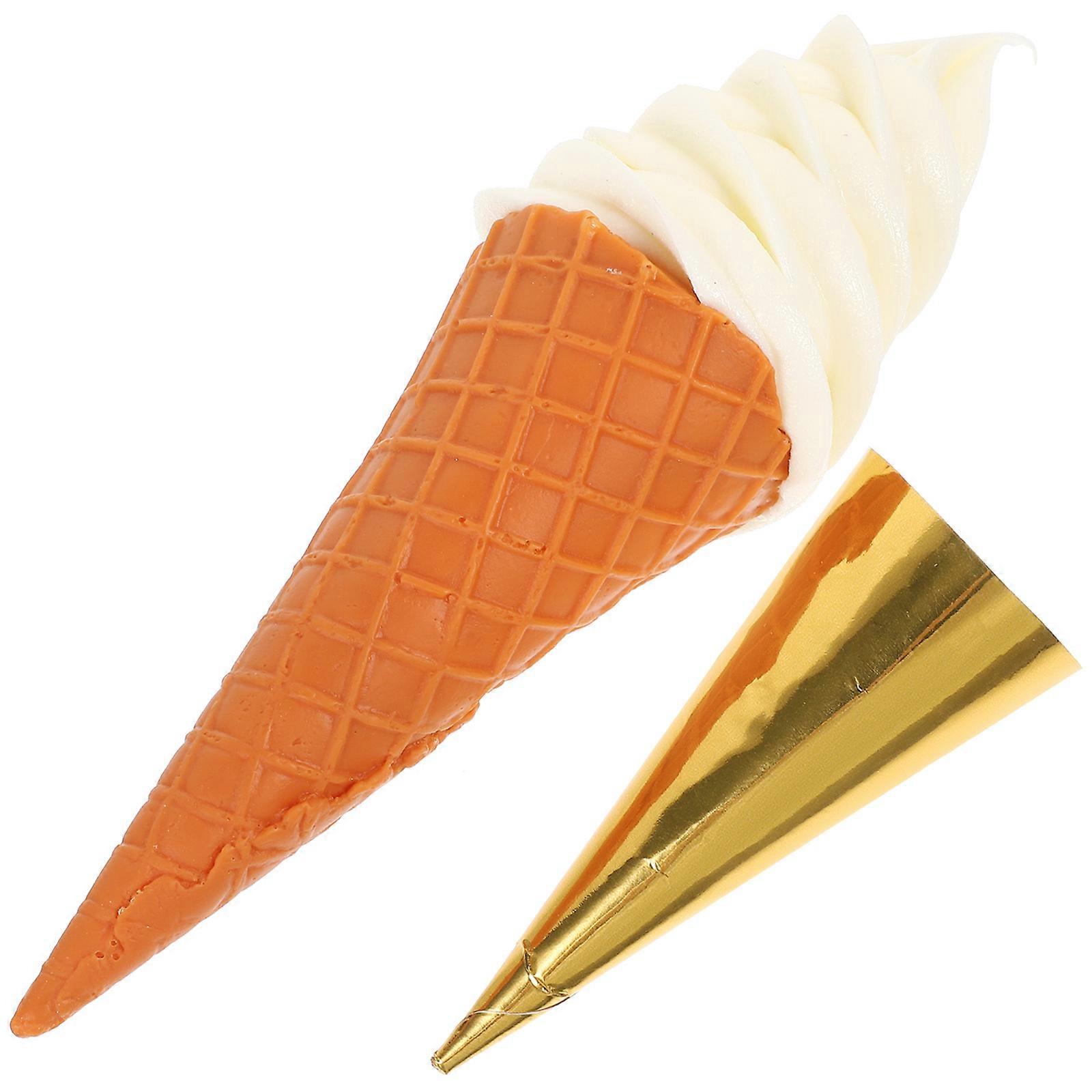 Fake Ice Cream Cone Artificial Ice Cream Model for Shop Display 2Pcs